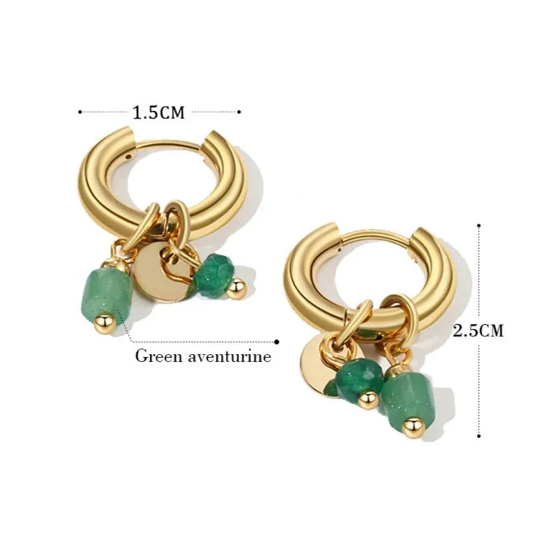 Natural Stone Gold Hoops | Elegant Women's Jewellery - Image 4
