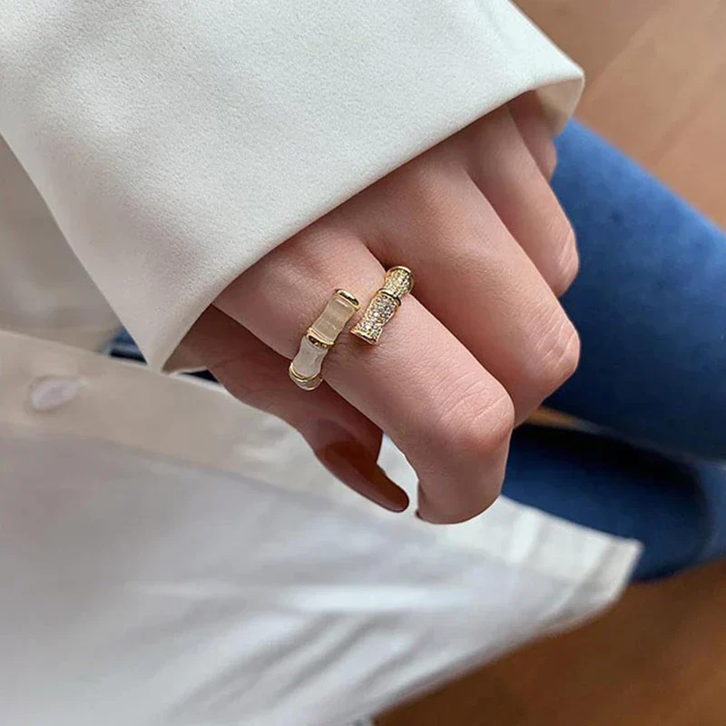 Opal Bamboo Design Ring | Adjustable Statement Jewellery - Image 4