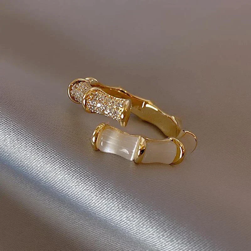 Opal Bamboo Design Ring | Adjustable Statement Jewellery - Image 5