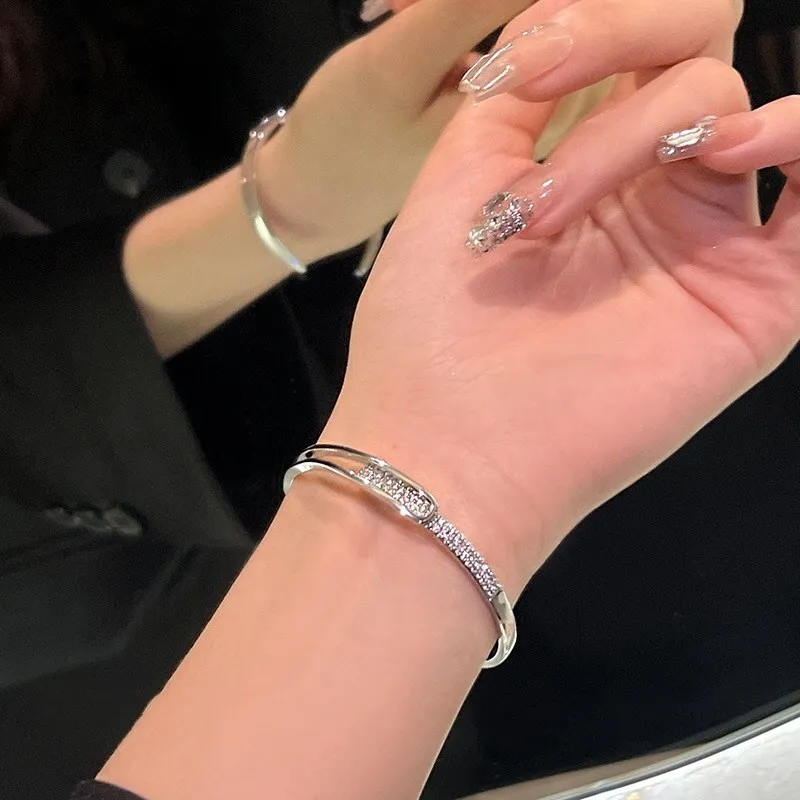 Open Cuff Bracelet | 925 Sterling Silver | Zirconia - Image 4
