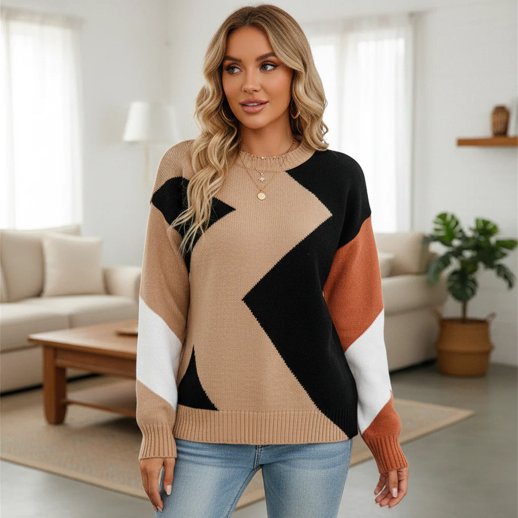 Patchwork Design Women's Jumper - Miriam