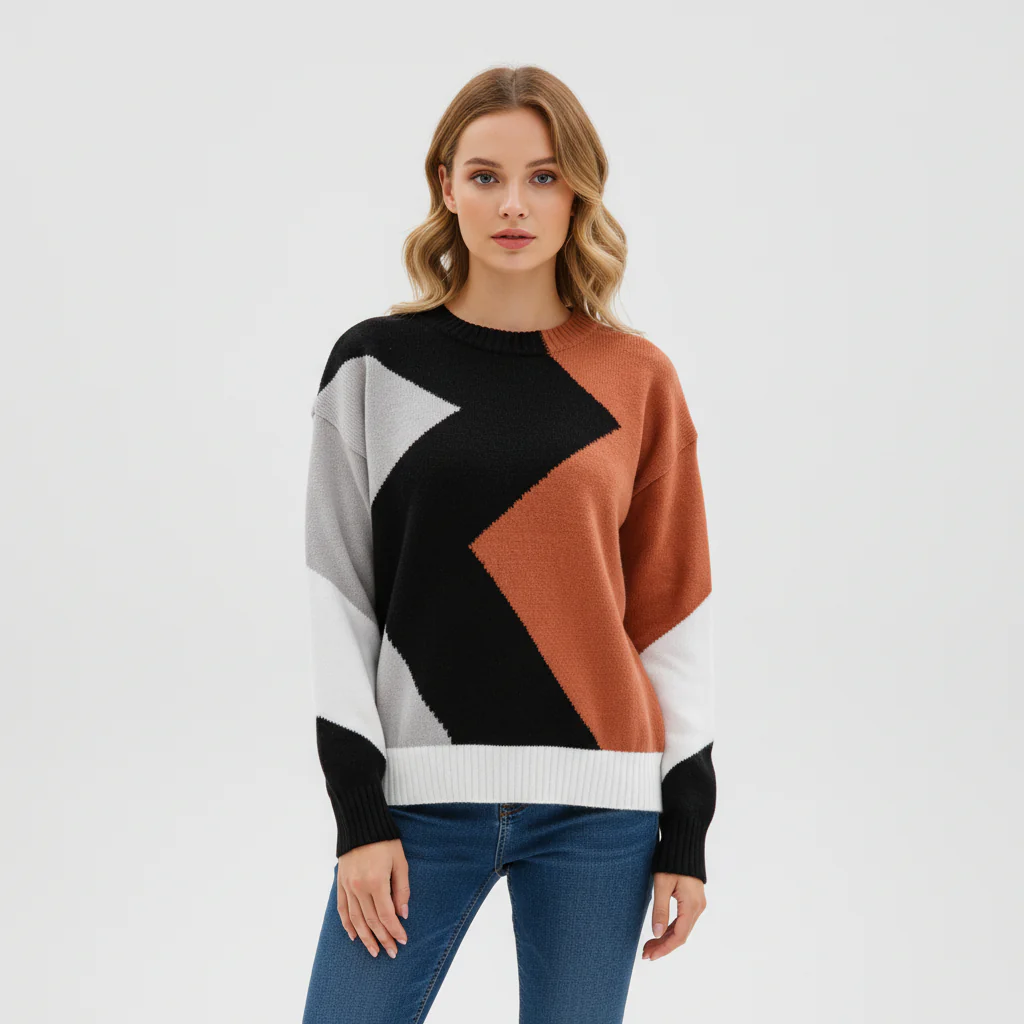 Patchwork Design Women's Jumper - Miriam - Image 2