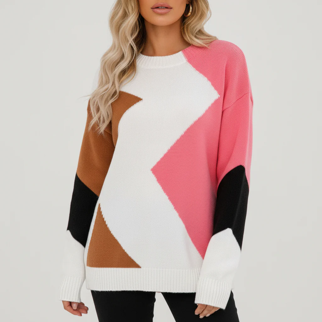 Patchwork Design Women's Jumper - Miriam - Image 4