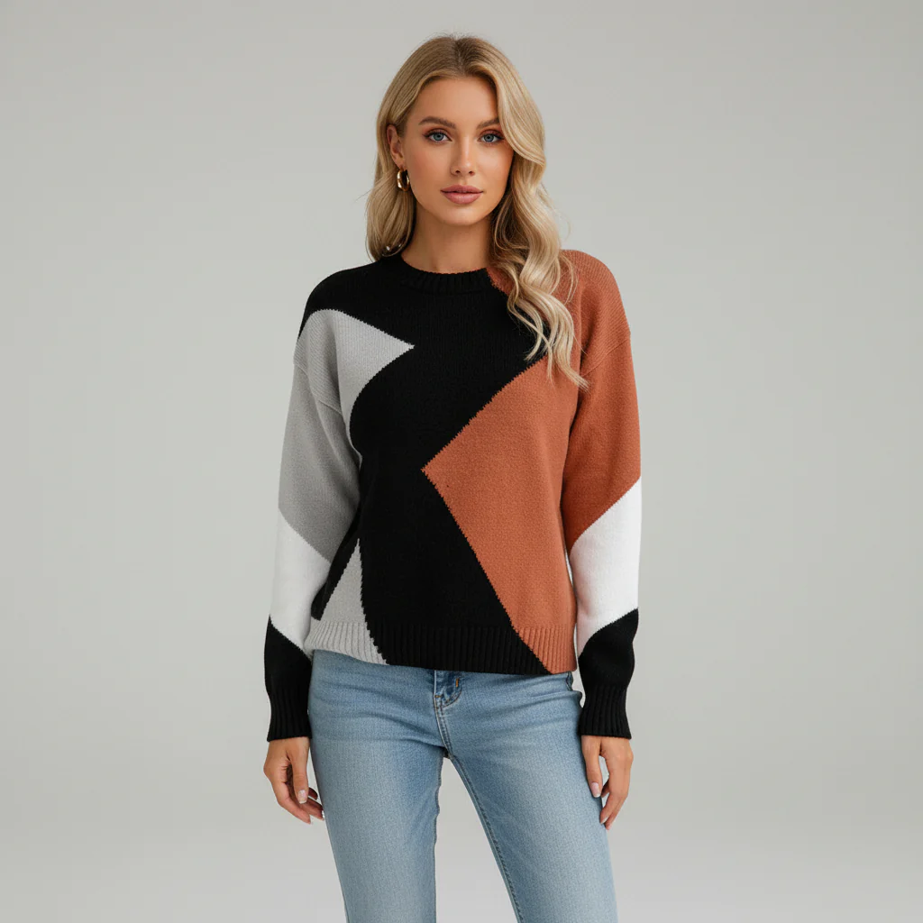Patchwork Design Women's Jumper - Miriam - Image 5