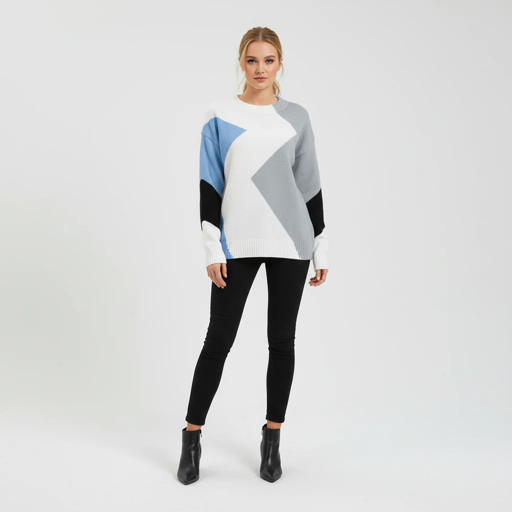 Patchwork Design Women's Jumper - Miriam - Image 6