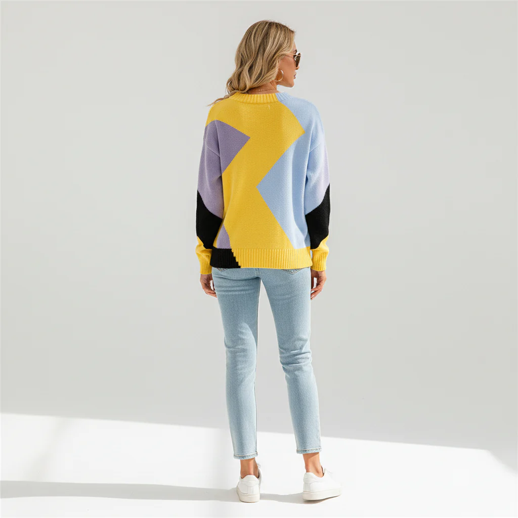 Patchwork Design Women's Jumper - Miriam - Image 8