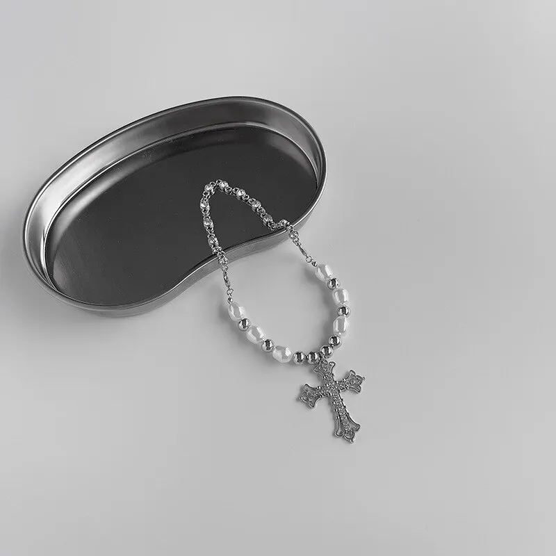 PEARL CROSS PENDANT NECKLACE | Elegant Women's Jewellery | Timeless Design - Image 8