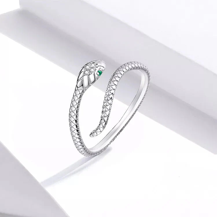 Platinum Reptile Ring | Green Zircon Spiral - Image 10
