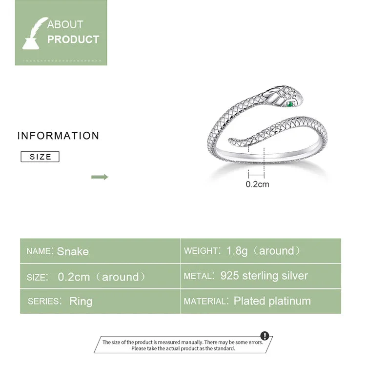 Platinum Reptile Ring | Green Zircon Spiral - Image 14