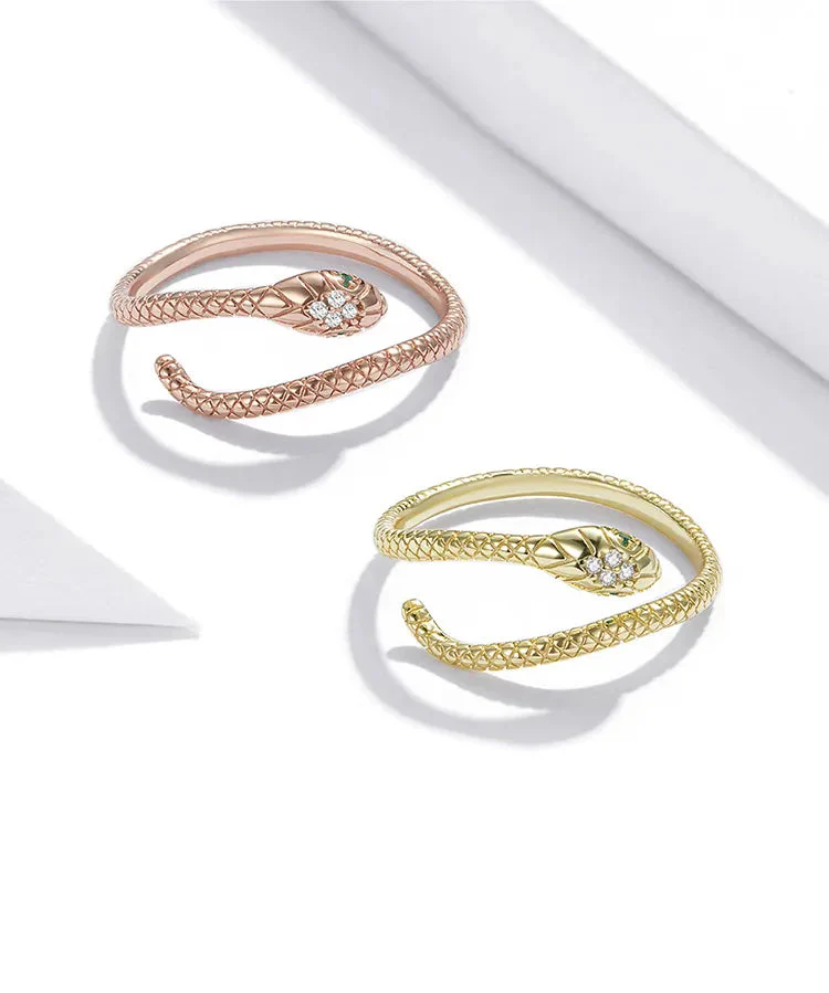 Platinum Reptile Ring | Green Zircon Spiral - Image 19