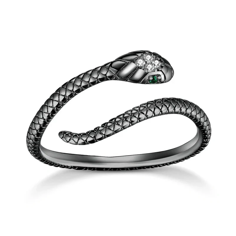 Platinum Reptile Ring | Green Zircon Spiral - Image 5