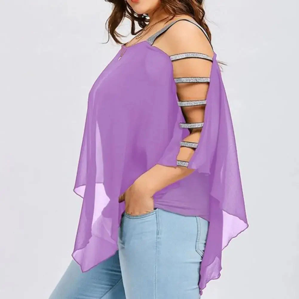Plus Size Batwing Sleeve Tee with Boat Neck - Image 11