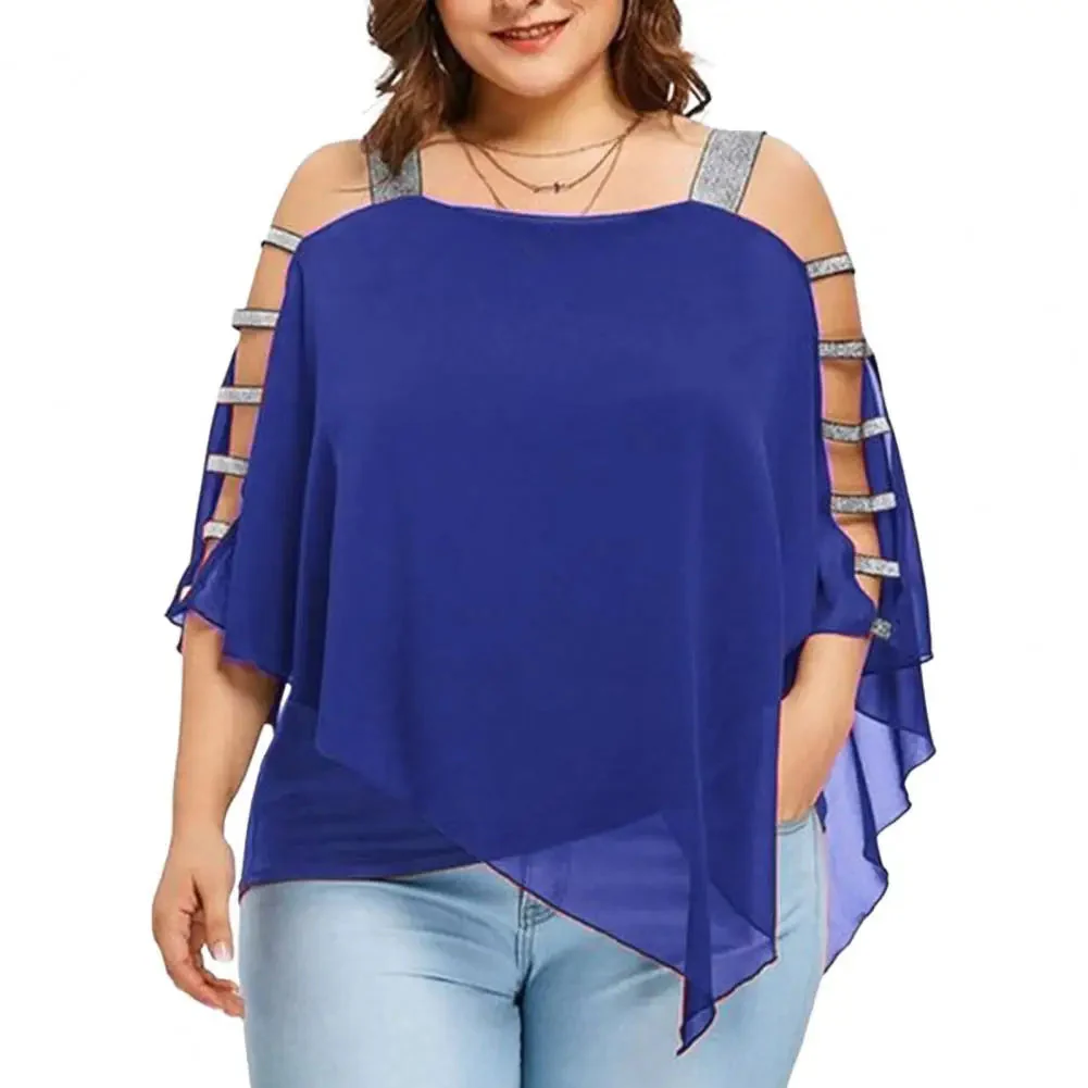 Plus Size Batwing Sleeve Tee with Boat Neck - Image 2
