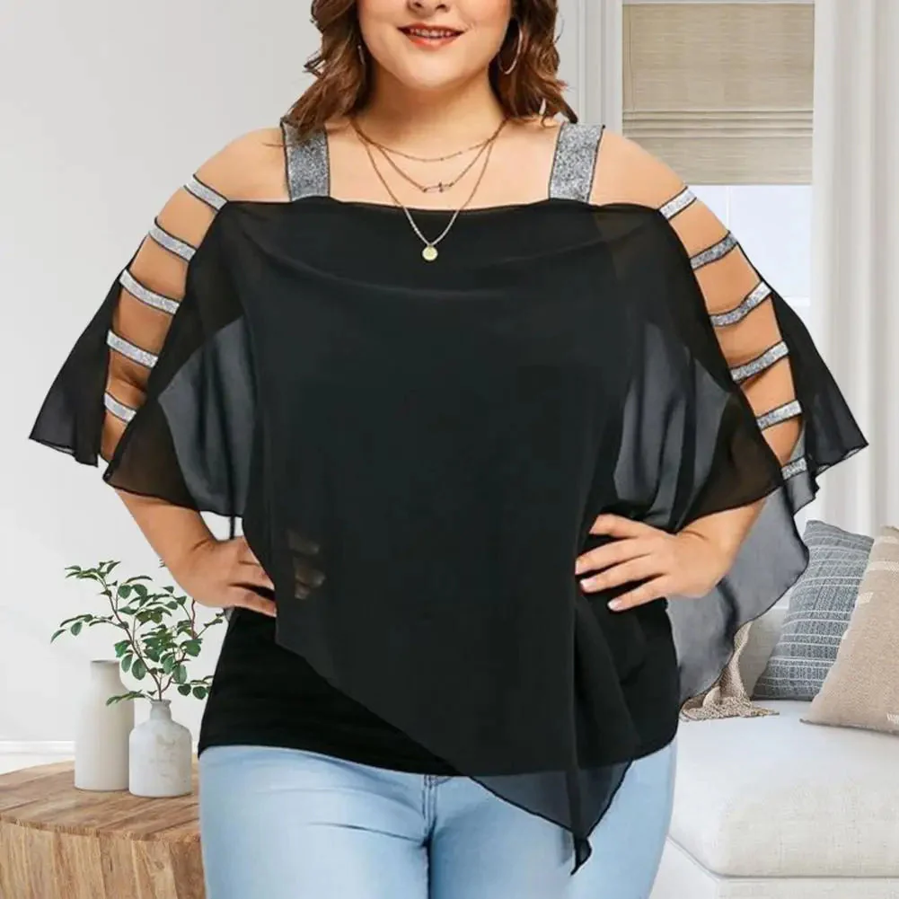 Plus Size Batwing Sleeve Tee with Boat Neck - Image 3