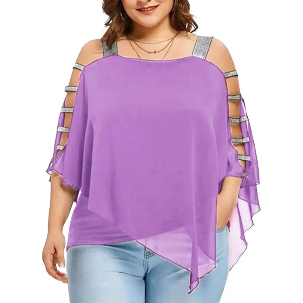 Plus Size Batwing Sleeve Tee with Boat Neck - Image 5