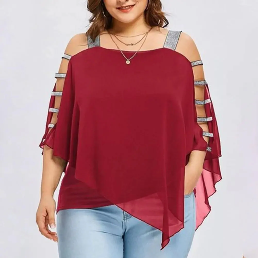 Plus Size Batwing Sleeve Tee with Boat Neck - Image 6