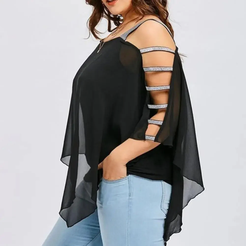 Plus Size Batwing Sleeve Tee with Boat Neck - Image 7