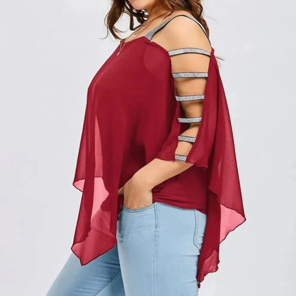 Plus Size Batwing Sleeve Tee with Boat Neck - Image 9