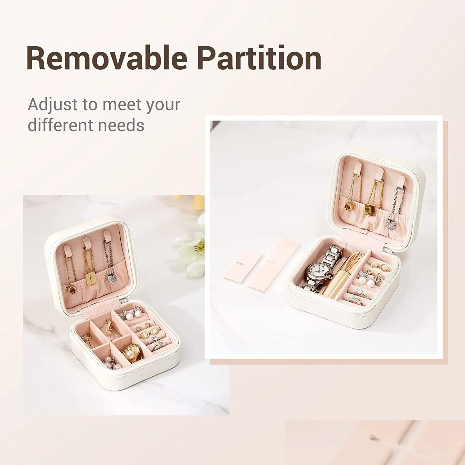 Portable Leather Jewellery Box | Square Design - Image 11