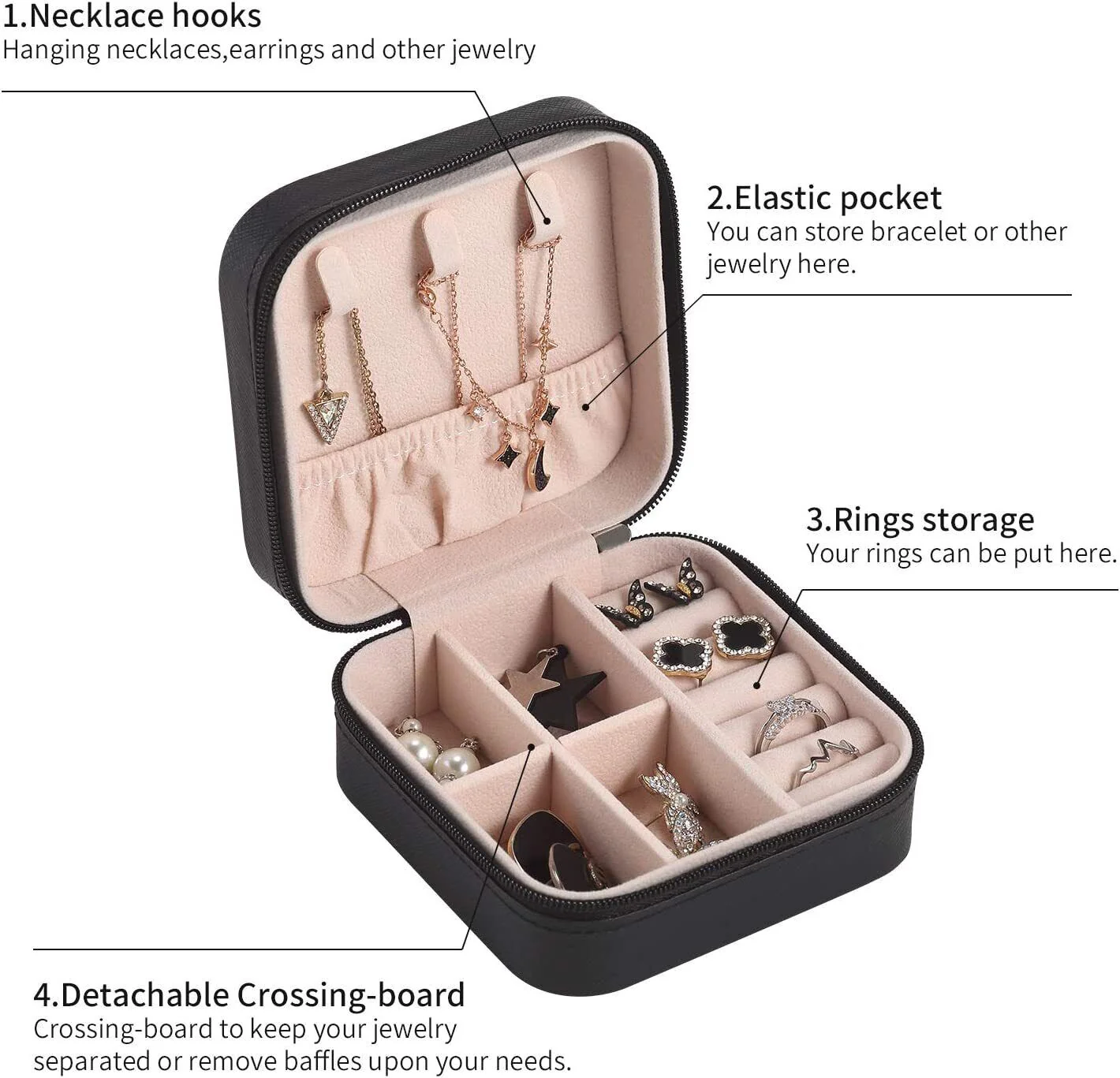 Portable Leather Jewellery Box | Square Design - Image 12