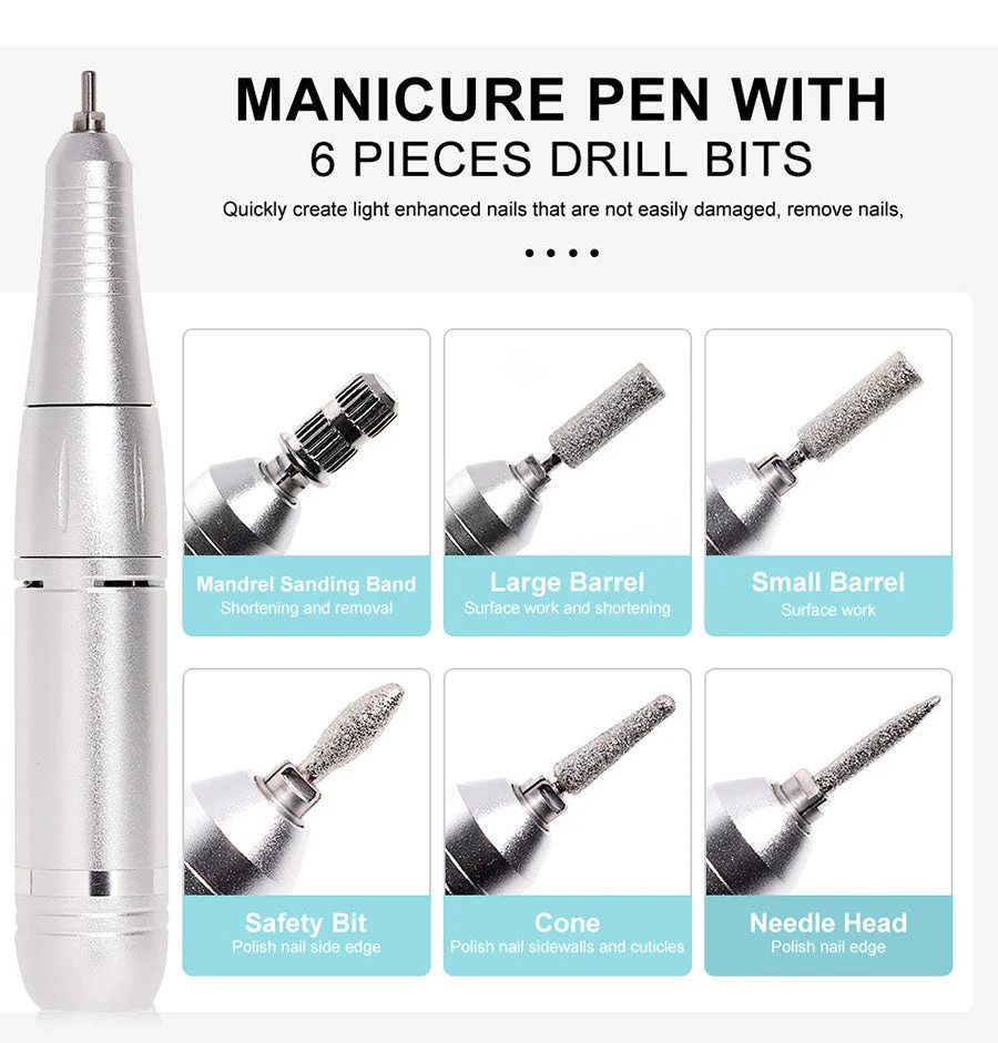 PROFESSIONELE 45000RPM DRAAGBARE ELEKTRISCHE NAGELVIJL MET OPLAADBARE ACCU | LAGE GELUIDSNIVEAU VOOR MANICURE - Image 4