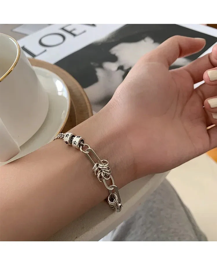 Punk Passion Silver Cuff Bracelet | Bold Fashion Statement - Image 3