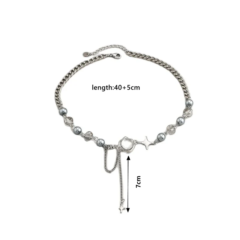 REFINED NECKLACE WITH STAR CRYSTAL CHAIN - Image 7