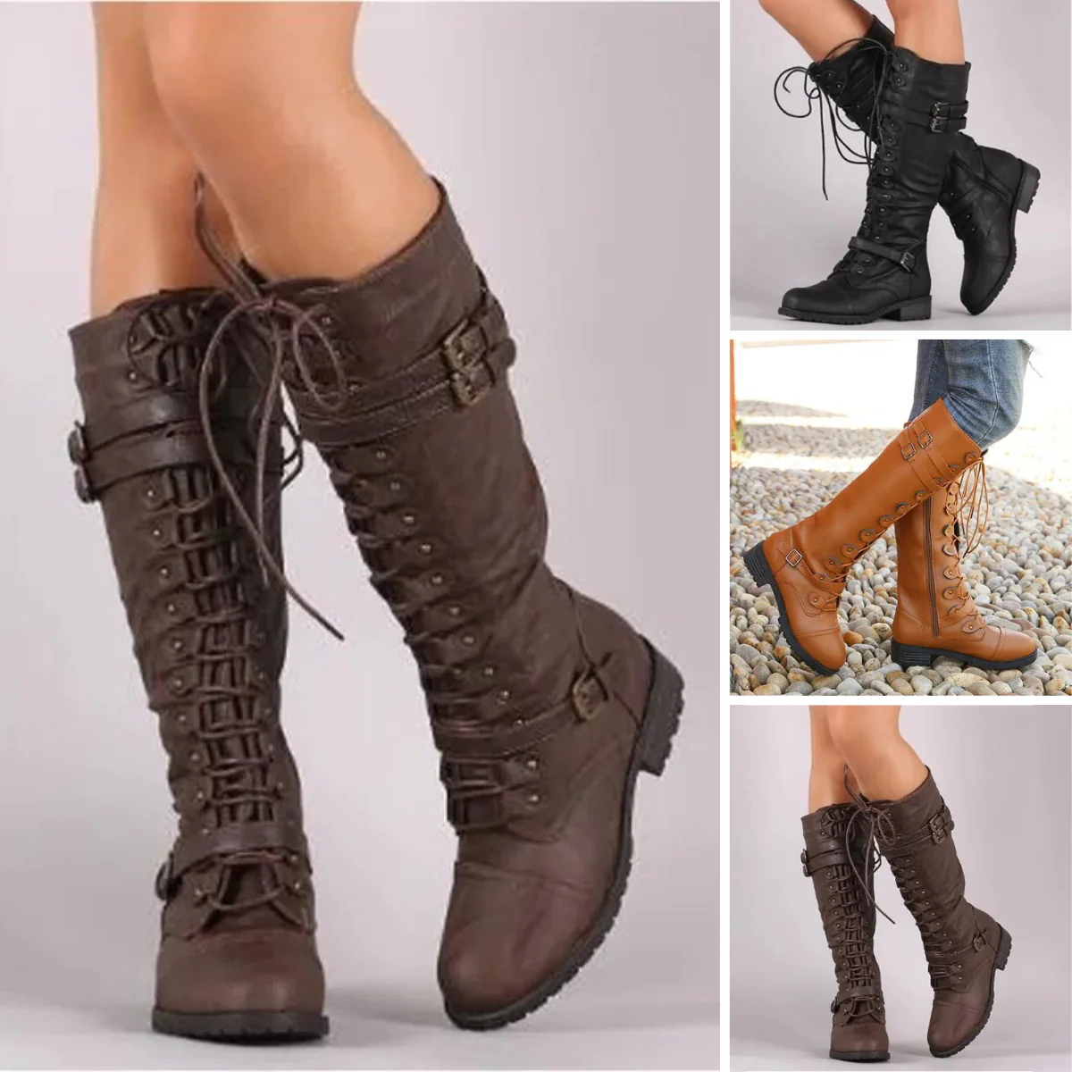 Retro Ankle Boots with Buckle - Elora - Image 4
