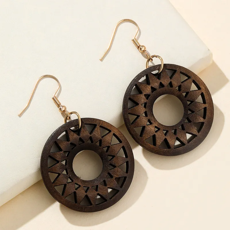 Retro Carved Wooden Earrings | Unique Handmade Jewellery - Image 10