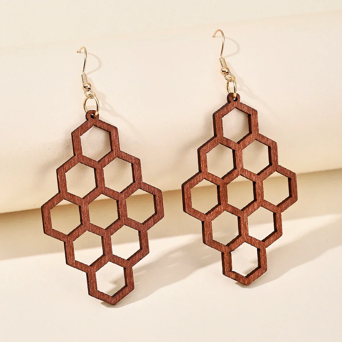 Retro Carved Wooden Earrings | Unique Handmade Jewellery - Image 4