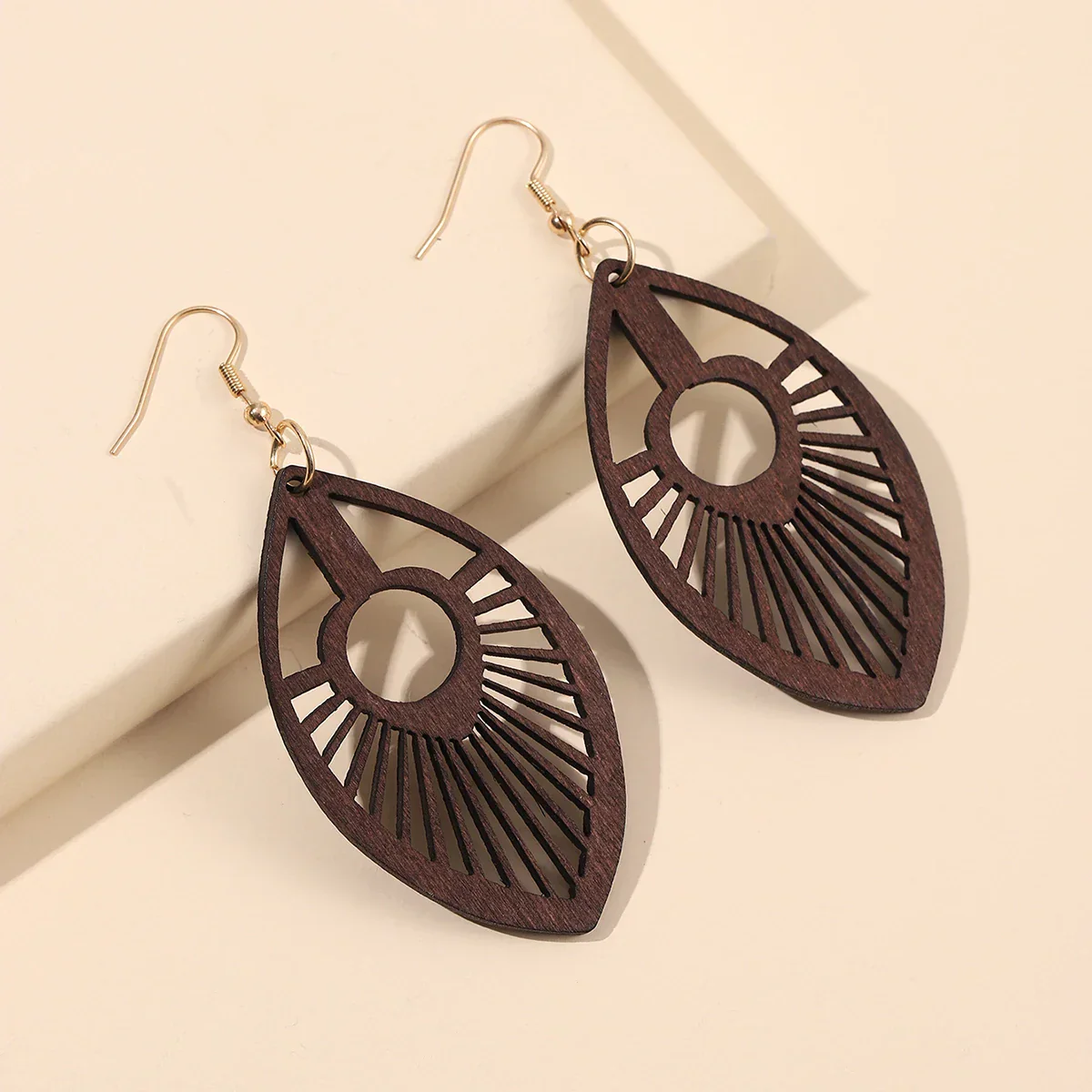 Retro Carved Wooden Earrings | Unique Handmade Jewellery - Image 5