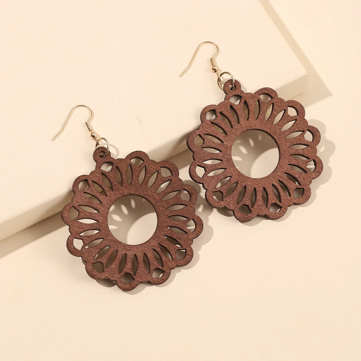 Retro Carved Wooden Earrings | Unique Handmade Jewellery - Image 6
