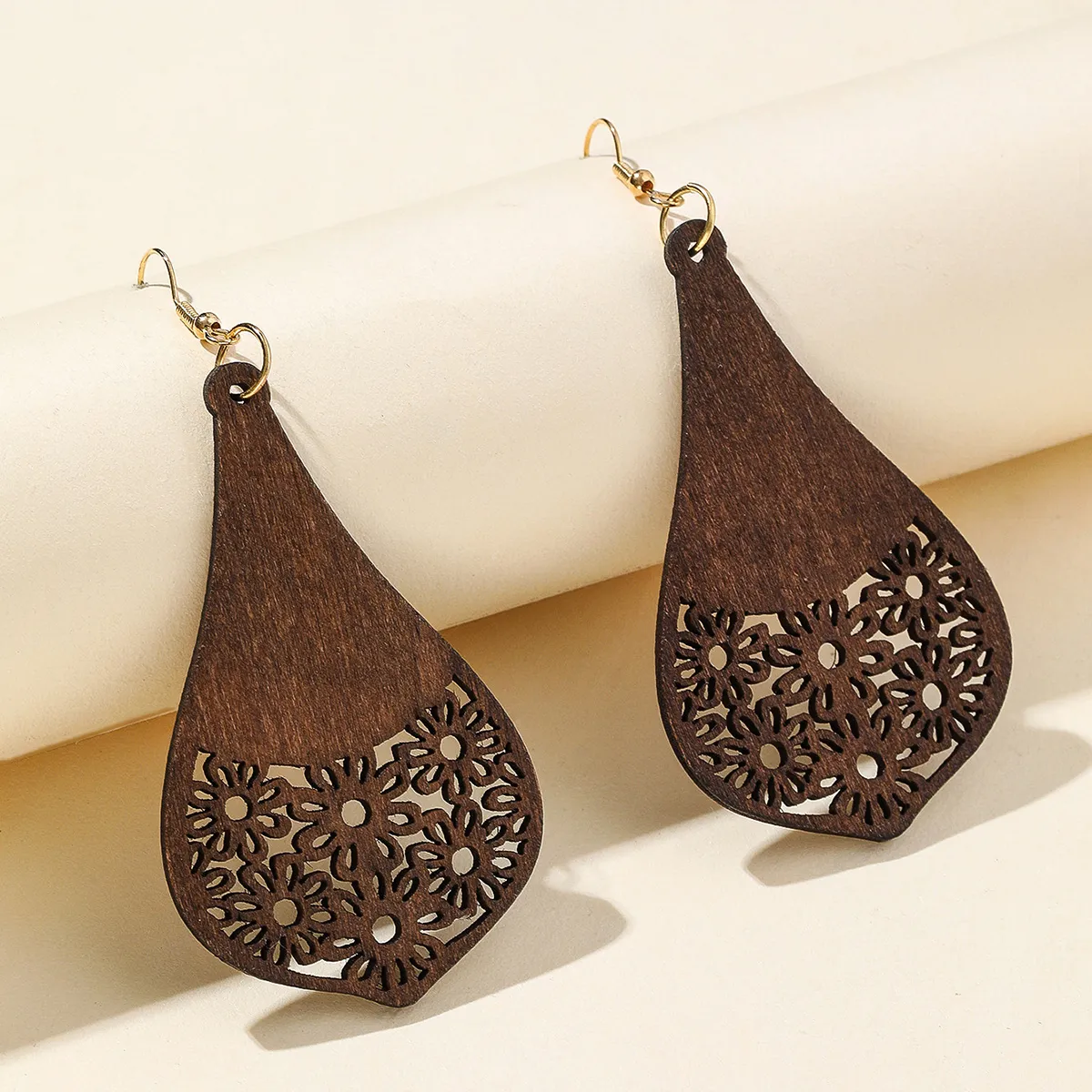 Retro Carved Wooden Earrings | Unique Handmade Jewellery - Image 7
