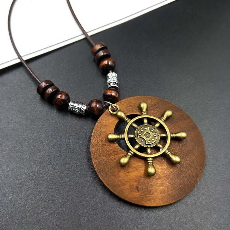 Retro Round Wooden Necklace | Unique Boho Style Jewellery - Image 6