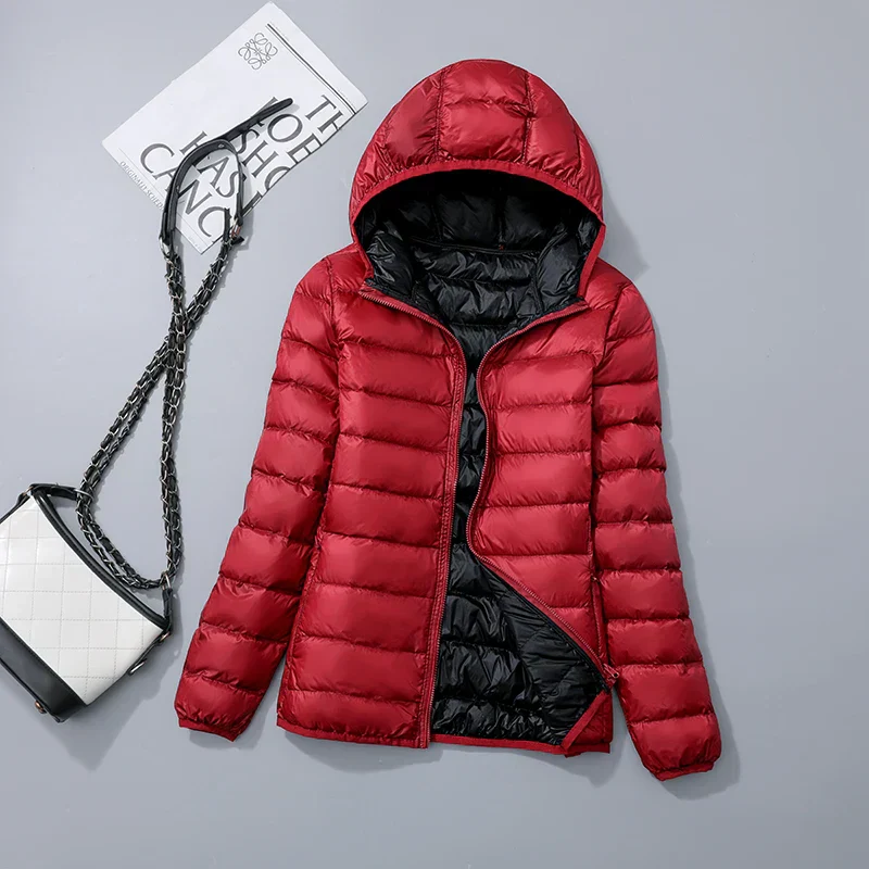 Reversible down jacket with hood – Soraya - Image 10