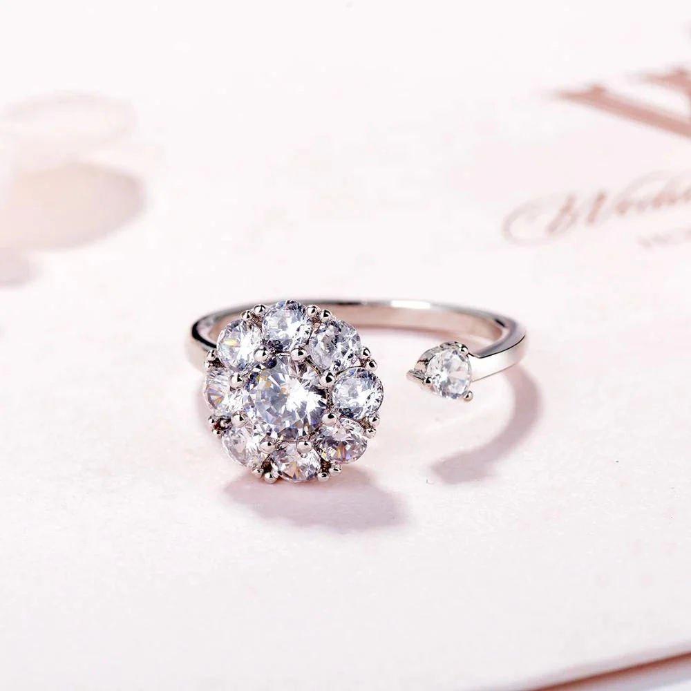 Rotating Crystal Ring | Elegant Spin Design | Women's Jewellery