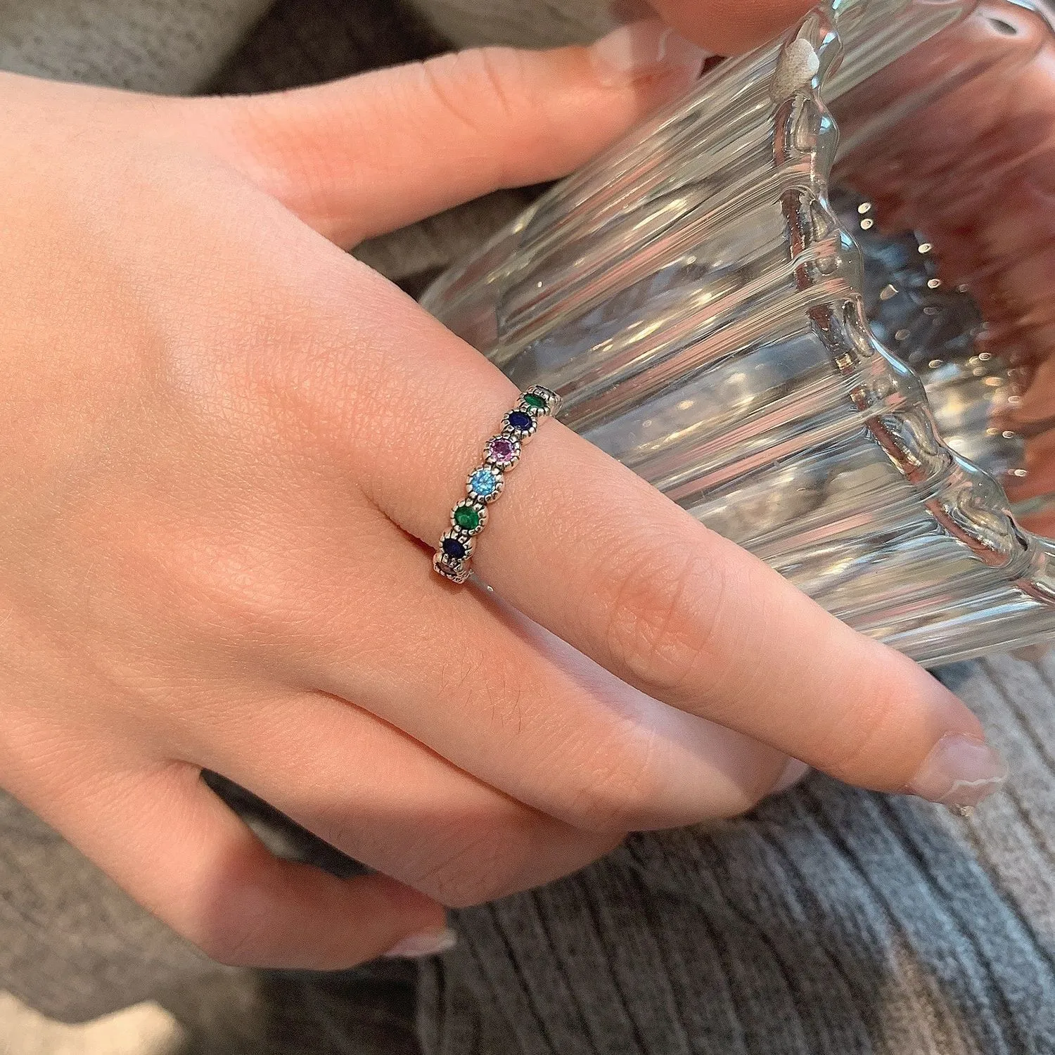 Silver Flower Stone Ring | Elegant Floral Design - Image 5