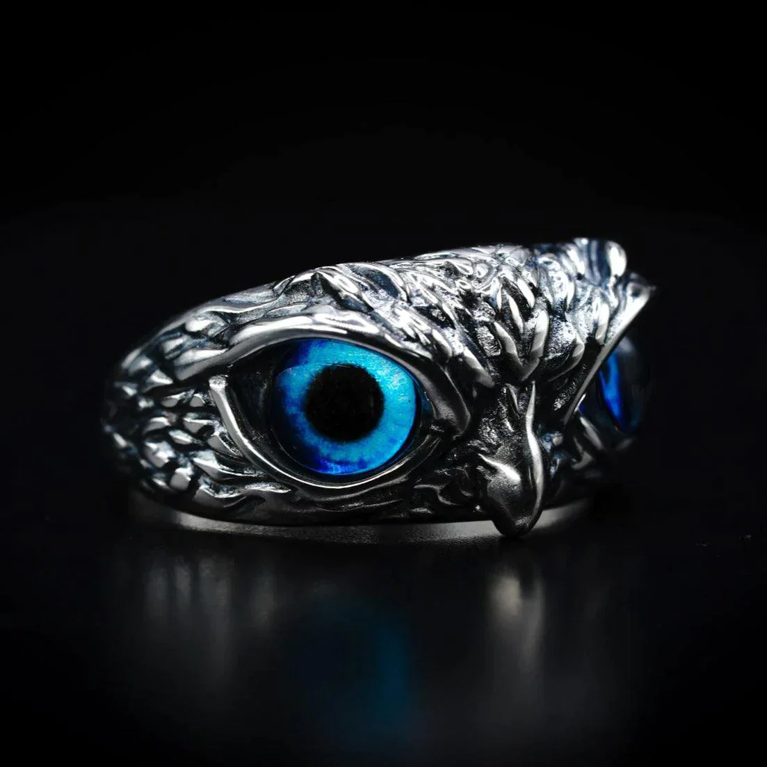 Silver Owl Eye Ring | Unique Animal Design | Adjustable - Image 3