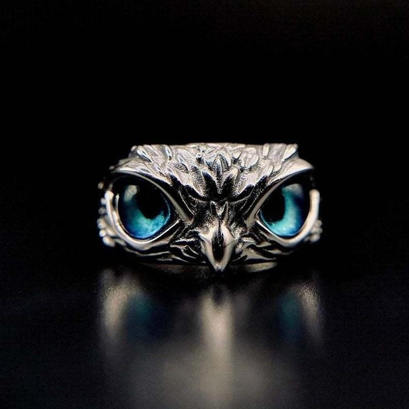 Silver Owl Eye Ring | Unique Animal Design | Adjustable - Image 4