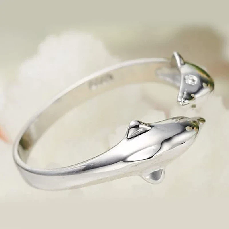 Silver Ring With Two Dolphins | Dolphin Jewellery - Image 2