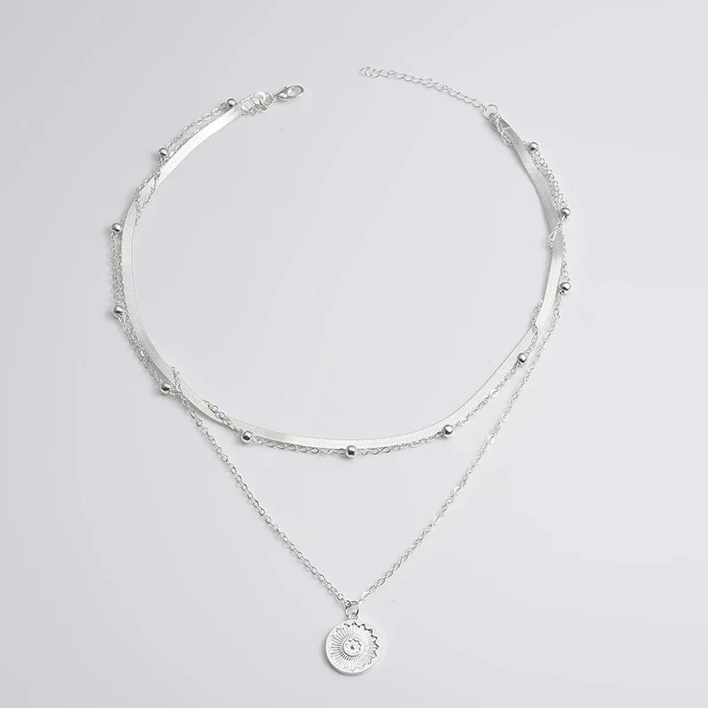 SILVER TRIPLE CHAIN NECKLACE - Image 2