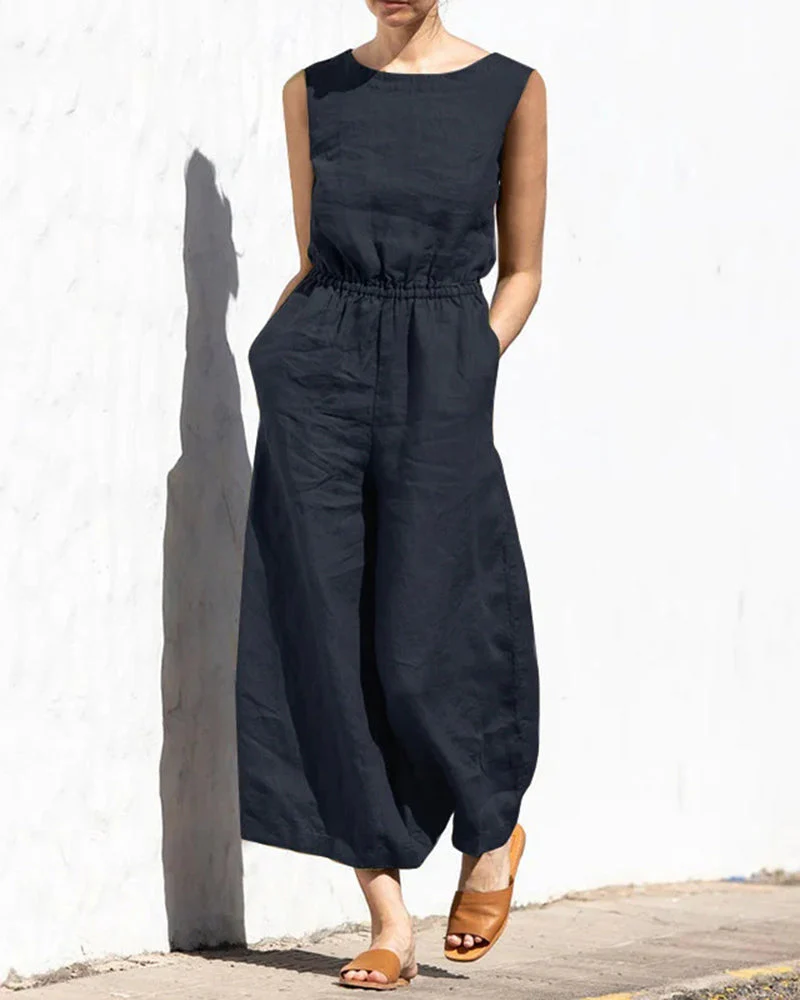 Sleeveless jumpsuit with wide leg – Aurelia - Image 7