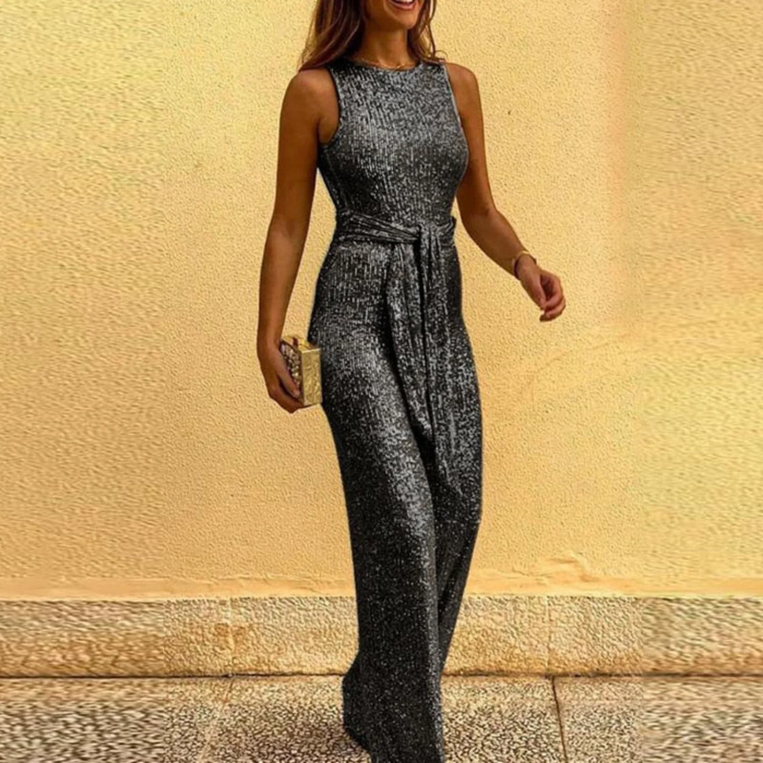 Sleeveless Party Jumpsuit for Women - Figure-Hugging & Festive - Amira