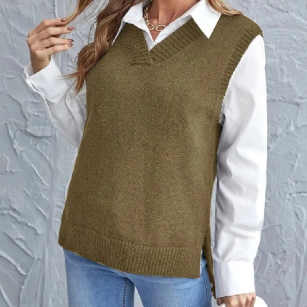 Soft Knit Vest with V-Neck - Faye - Image 4