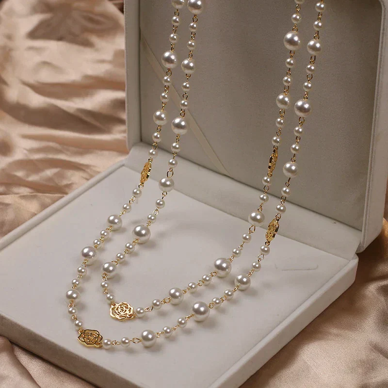 Sophisticated Long Pearl Necklace - Image 5