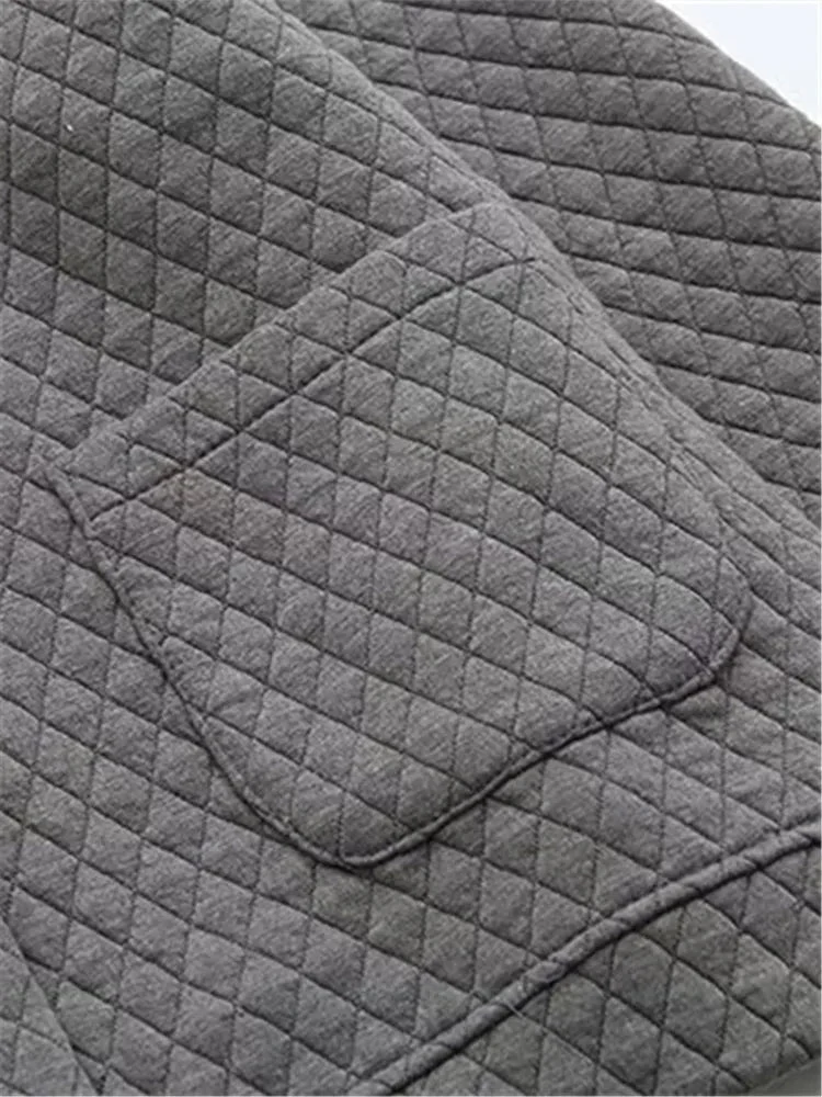 Spring Plus Size Checkered Knit Jacket - Image 17