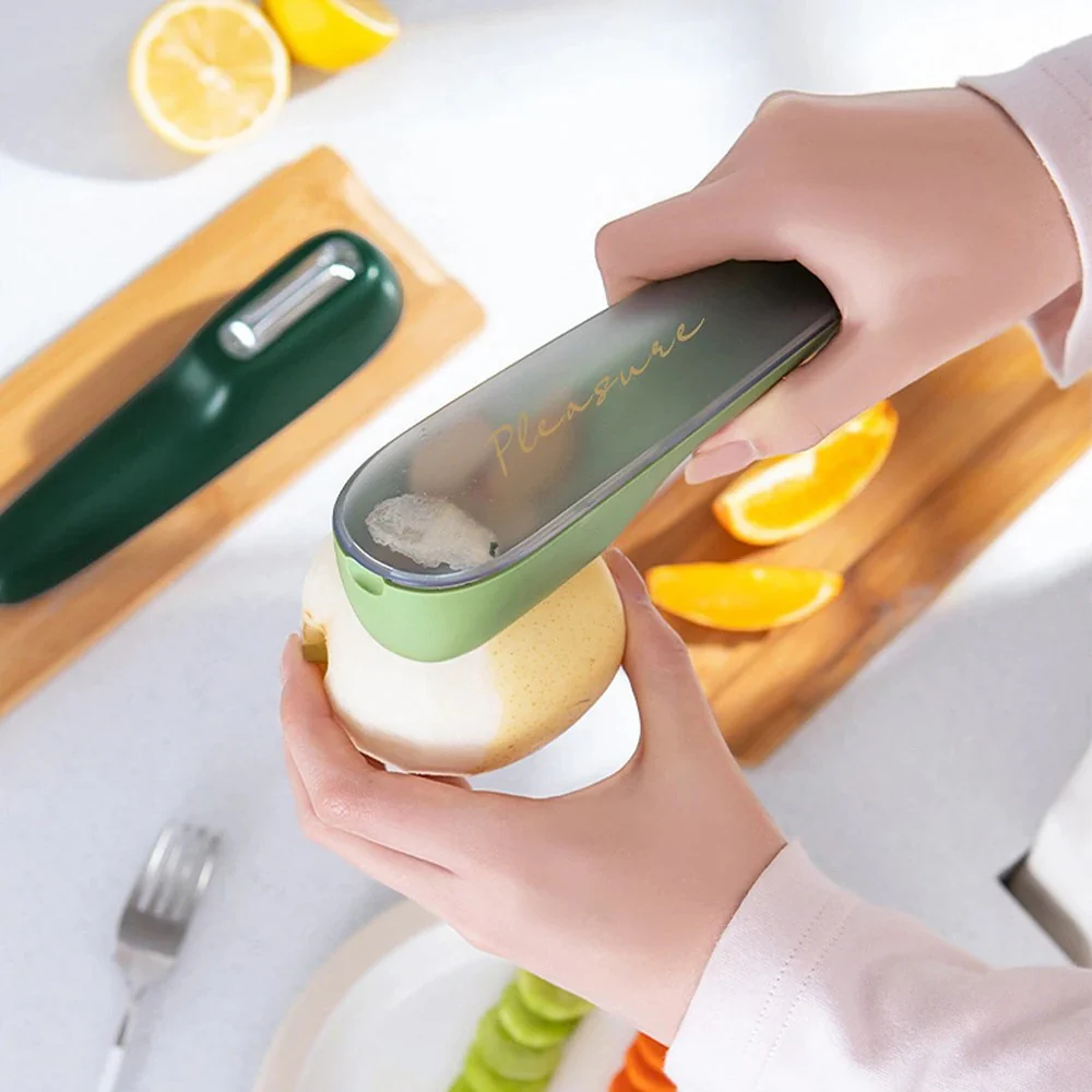 Stainless Steel Vegetable Peeler with Container - PeelPro - Image 4