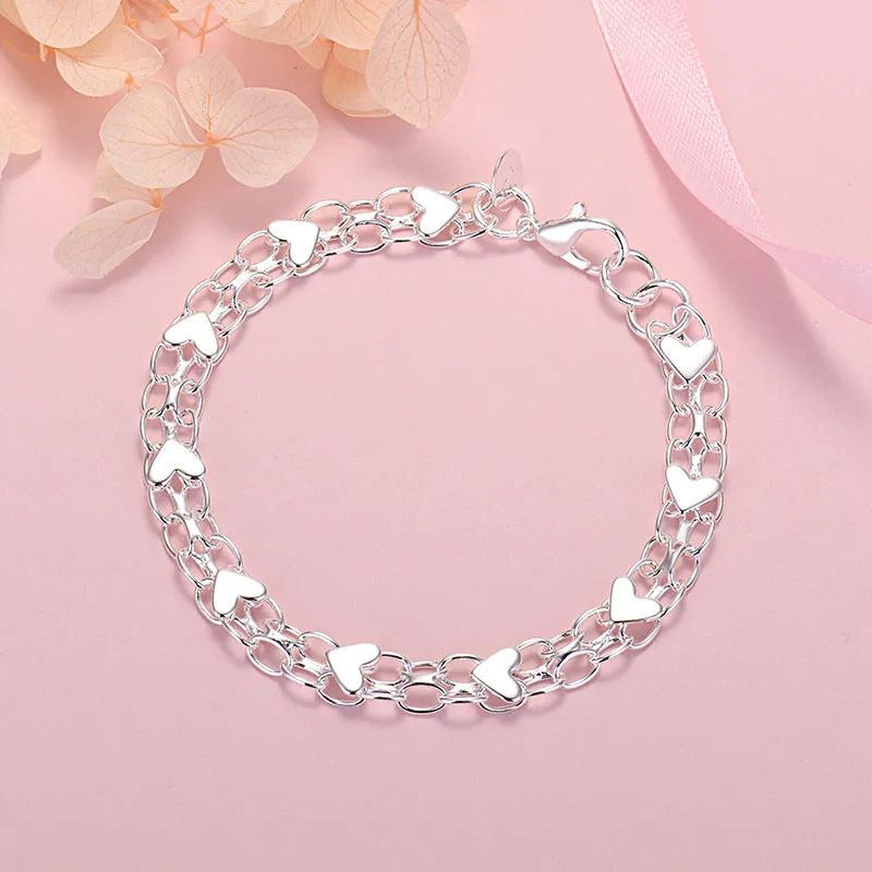 Sterling Silver Heart Bracelet | Classic Elegance - Image 2