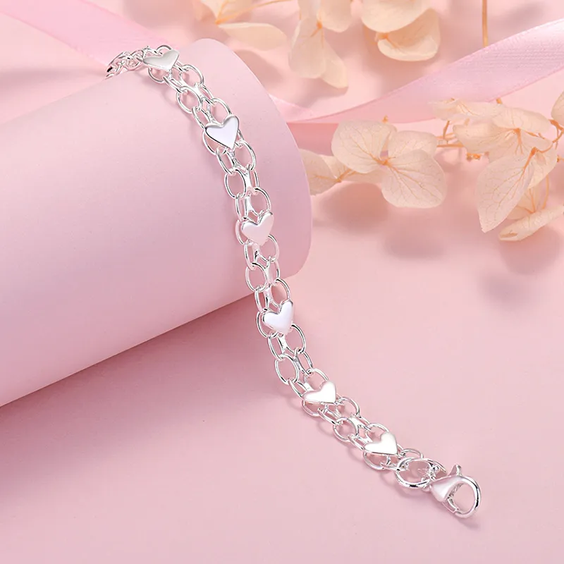 Sterling Silver Heart Bracelet | Classic Elegance - Image 3
