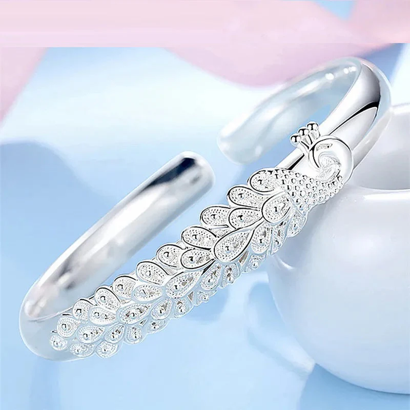 Sterling Silver Peacock Charm Bracelet - Image 3